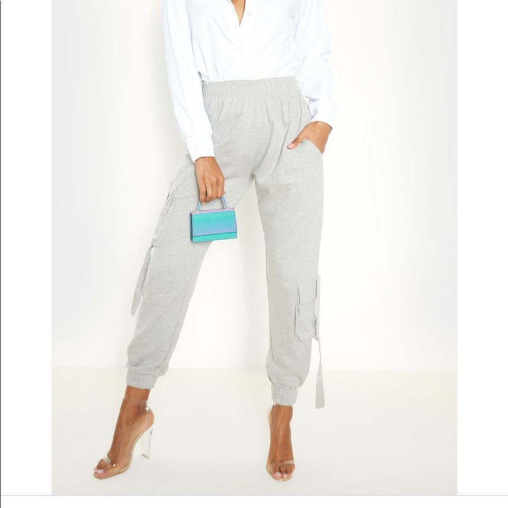 Grey Cargo Detail Casual Joggers